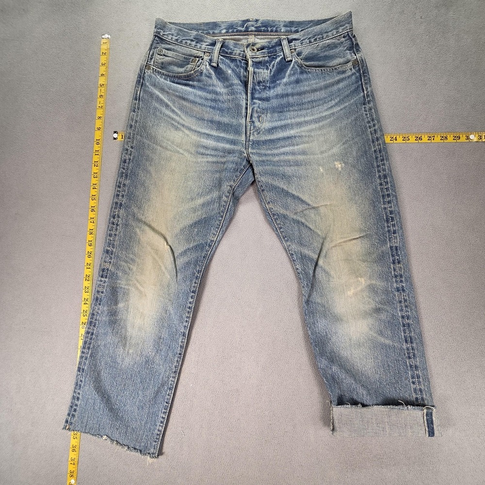 Spellbound Jeans Mens Selvedge Blue‎ Altered Hem Whiskers Honeycomb Fits 33x25